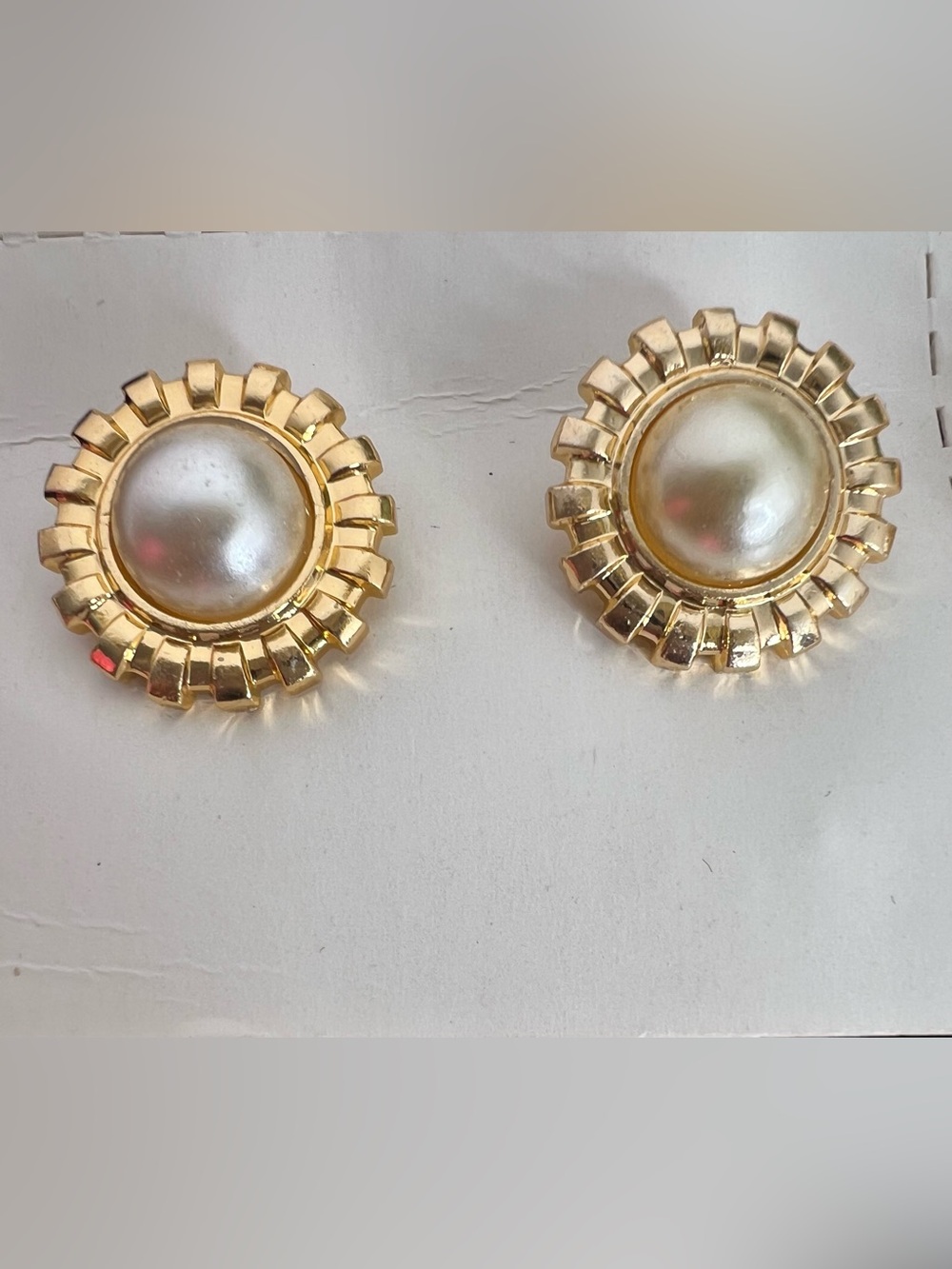 Brand New-Vintage Sunburst Faux Pearl Clip-on Earrings